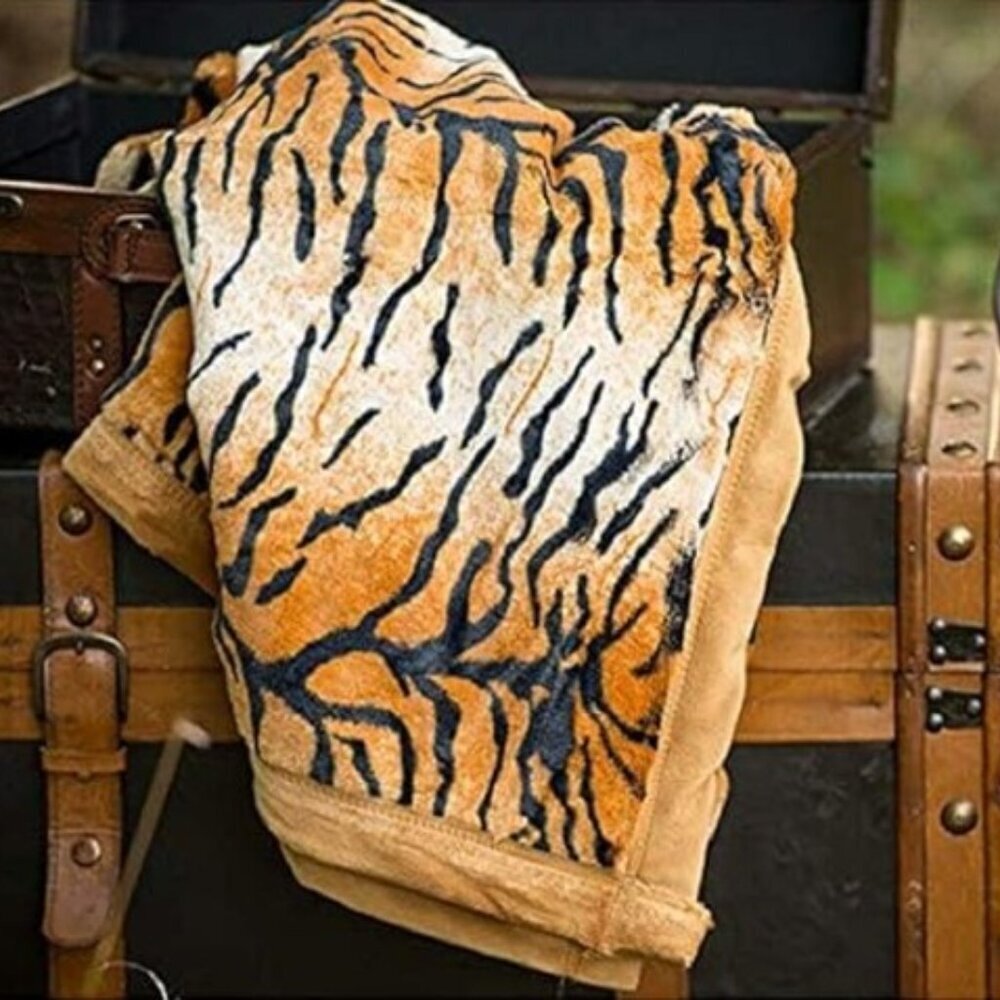 Tiger Faux Fur Animal Print Throw Blanket, 50"x70"